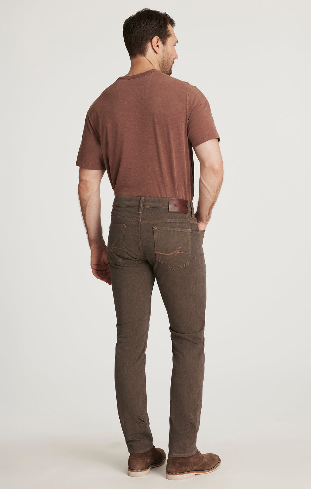 Cool Tapered Leg Pants in Coffee Diagonal