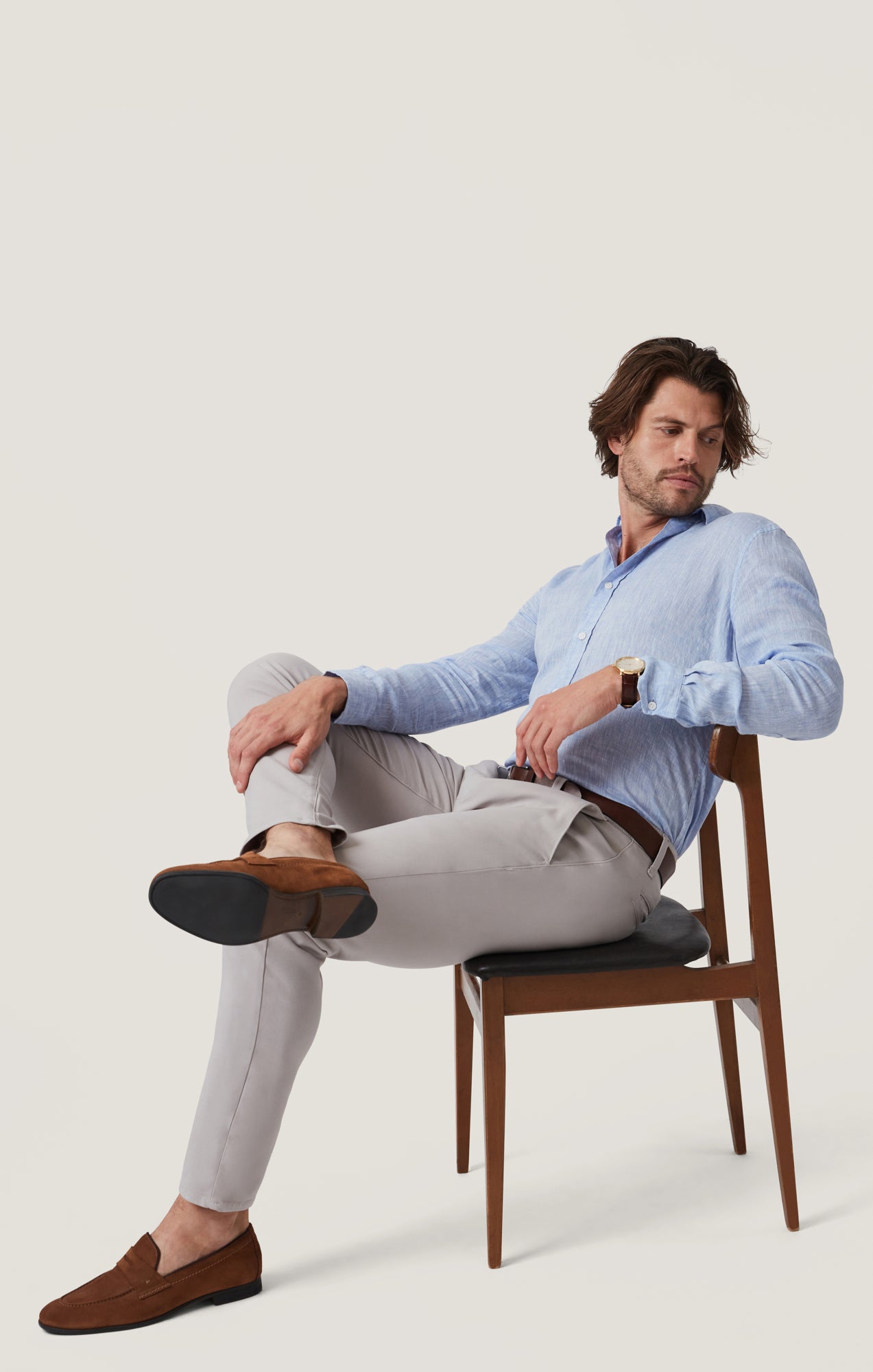 Verona Straight Leg Chino Pants In Grey High Flyer