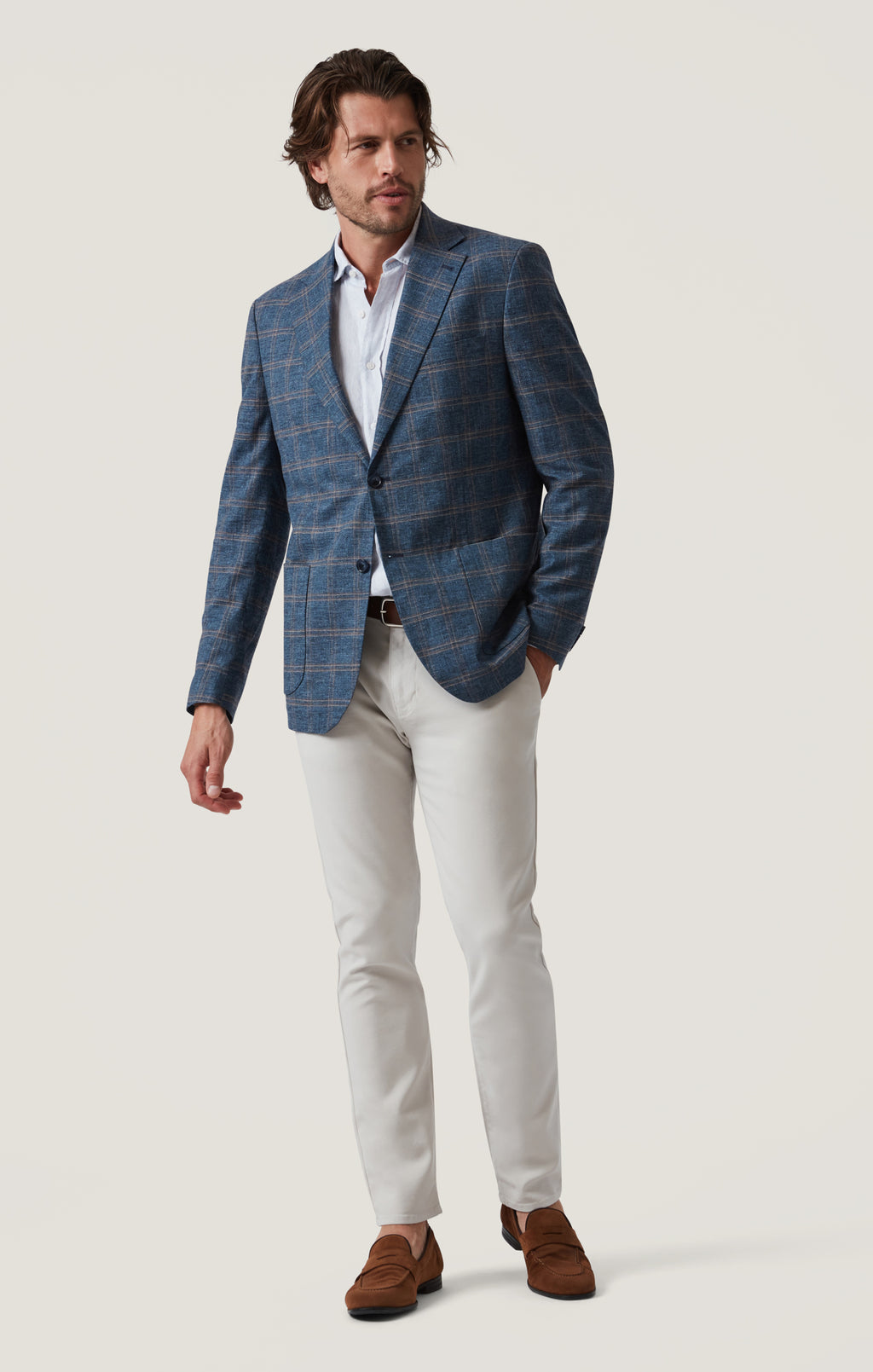 Matteo Checked Blazer in Blue