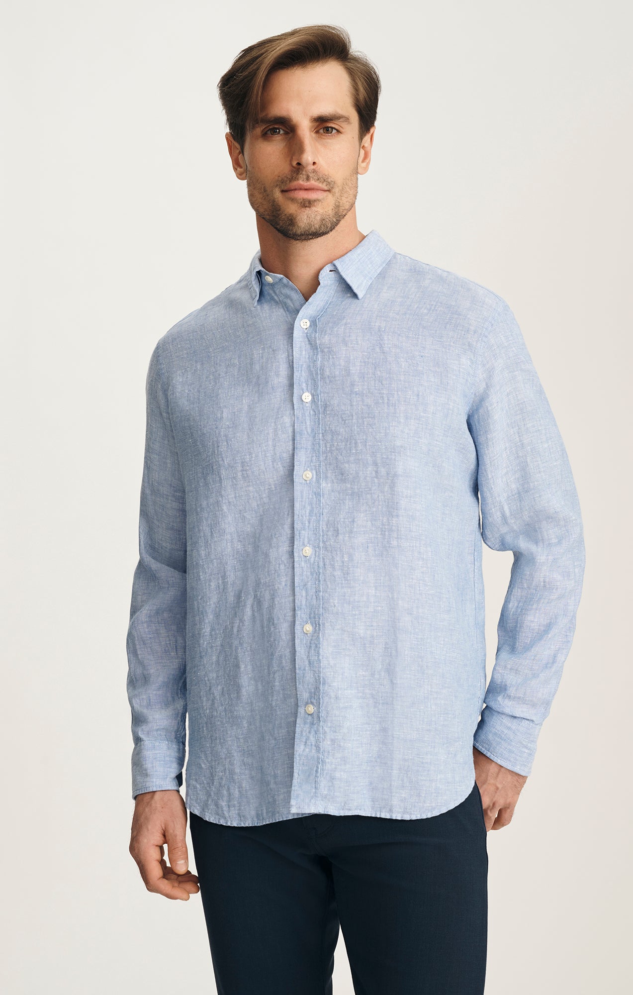 Linen Shirt In Dark Blue