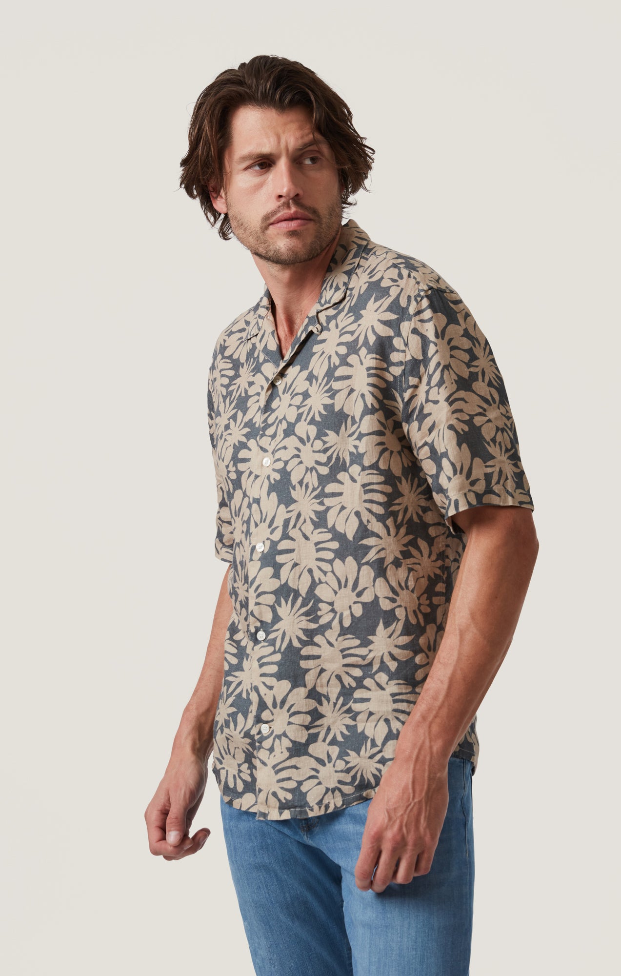 Bloom Short Sleeve Linen Shirt in Twine