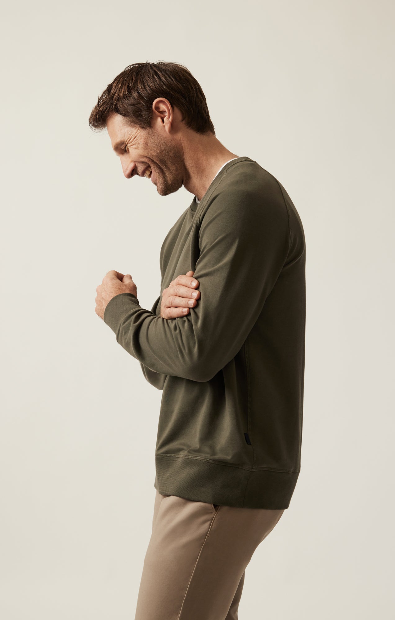 French Terry Crew Sweatshirt In Pimento Olive