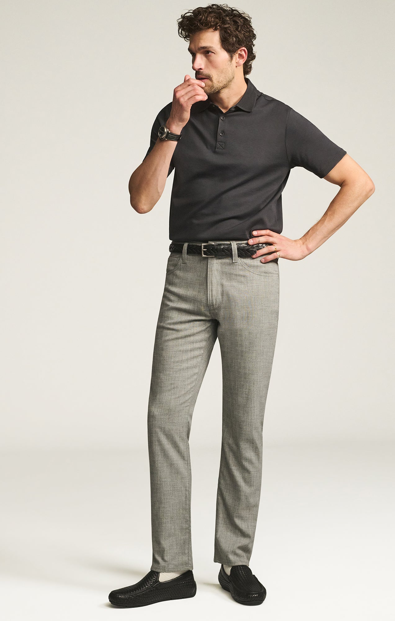 Courage Straight Leg Pants in Grey Cross Twill