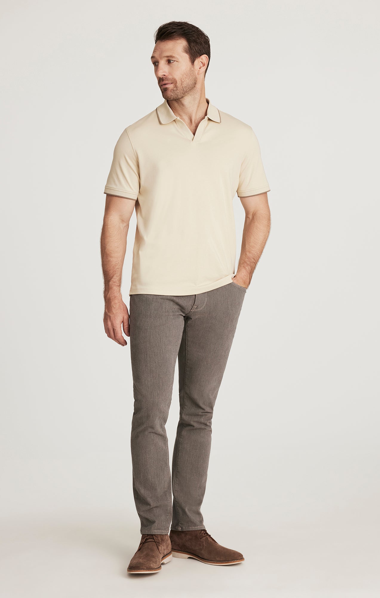 Cool Tapered Leg Pants in Dove Grey Diagonal