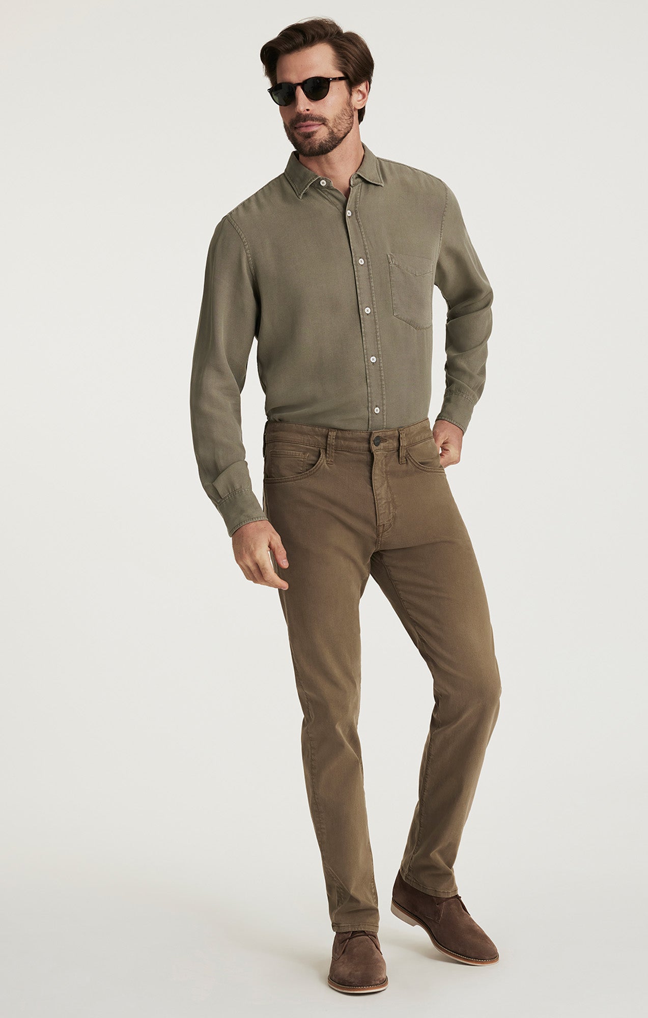 Courage Straight Leg Pants in Lizard Green Twill