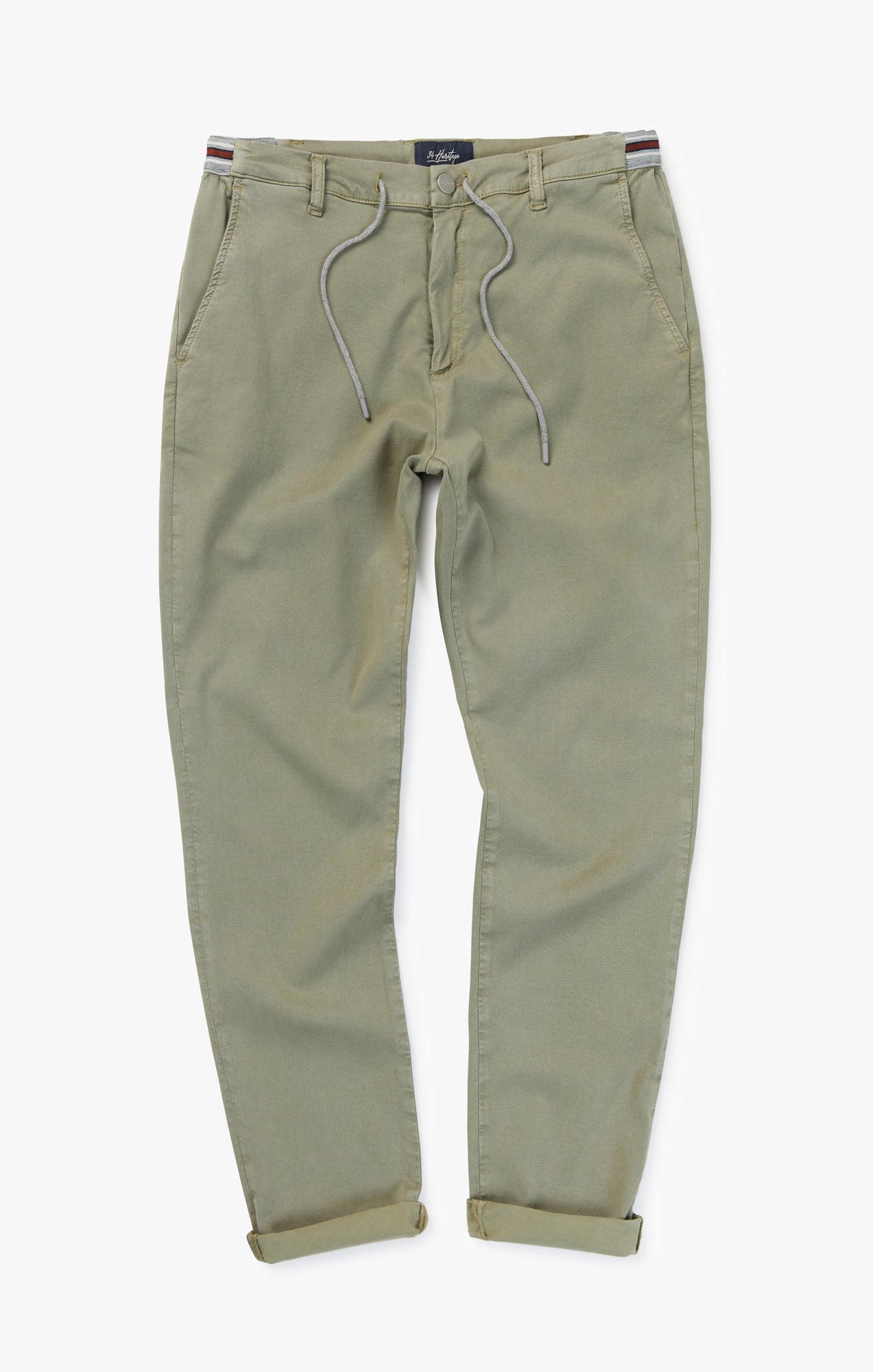 Formia Drawstring Chino Pants In Moss Green Soft Touch Image 9