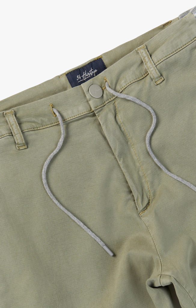 Formia Drawstring Chino Pants In Moss Green Soft Touch