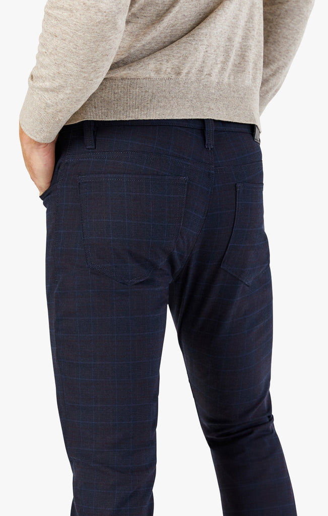 Cool Tapered Leg Pants In Navy Fancy Checked