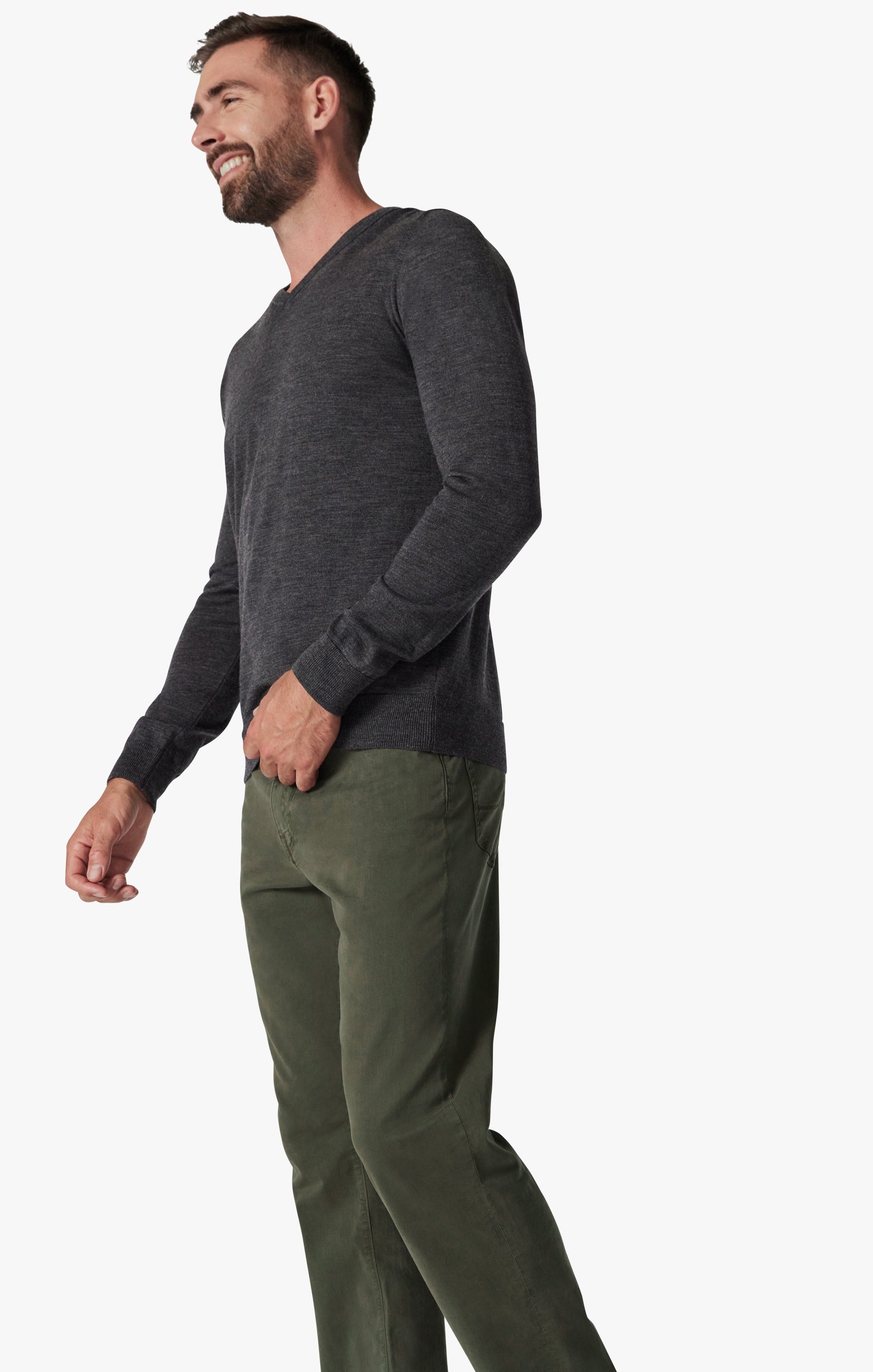 Charisma Classic Fit Pants in Green Twill Image 5