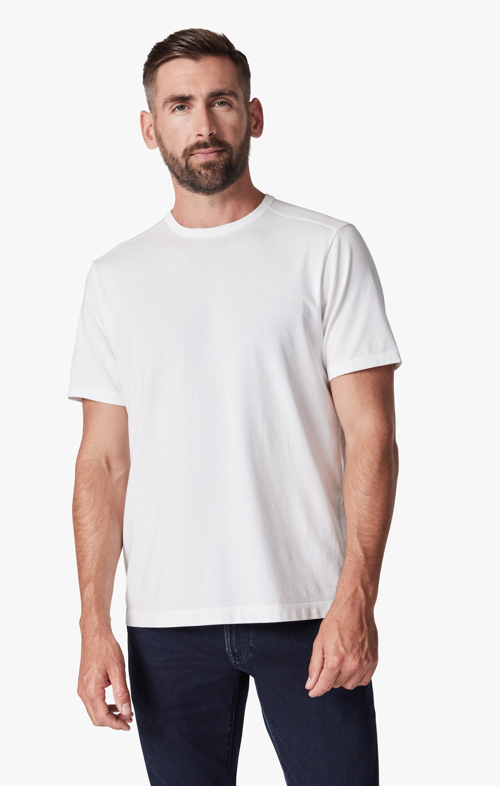 Basic Crew Neck T-Shirt in White Image 1