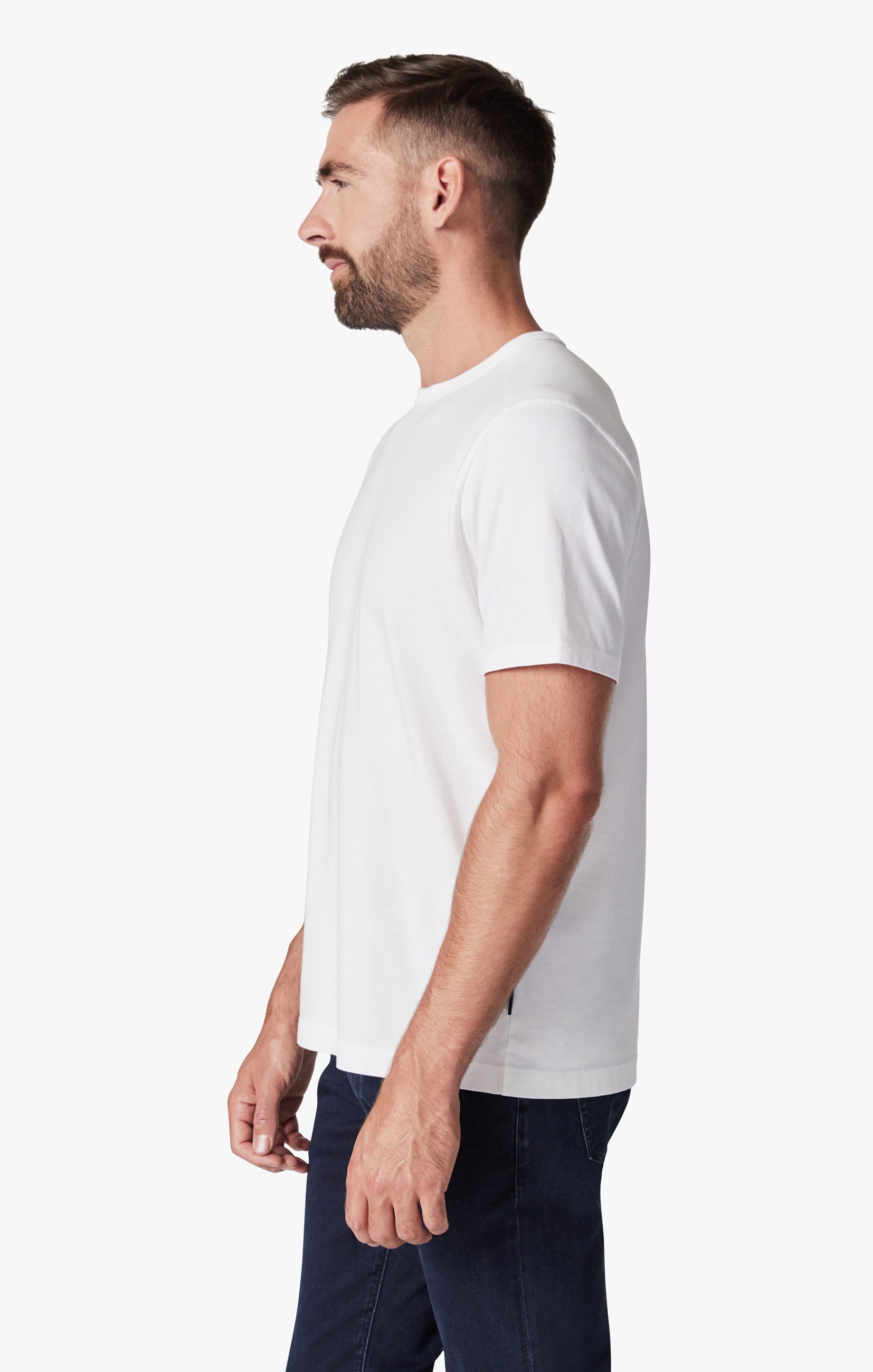 Basic Crew Neck T-Shirt in White Image 3