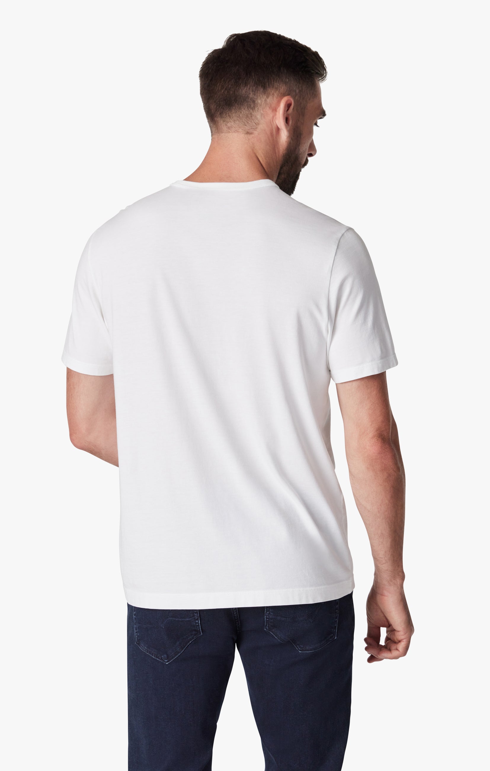 Basic Crew Neck T-Shirt in White Image 4
