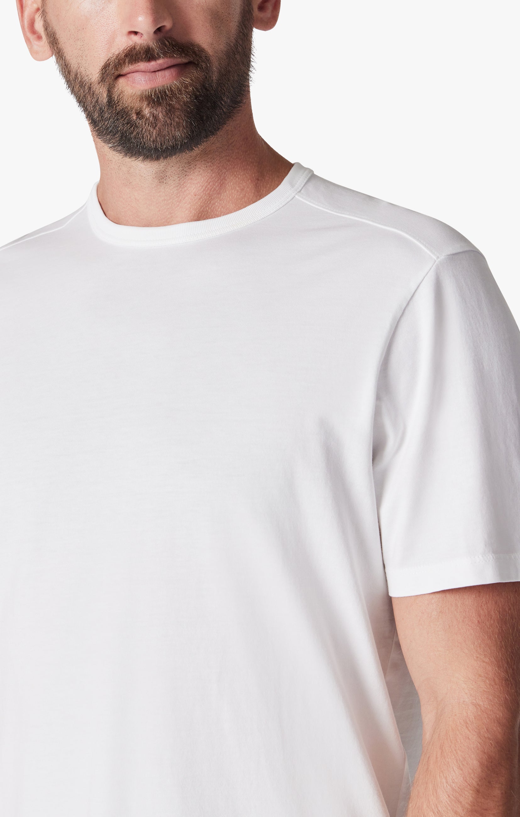 Basic Crew Neck T-Shirt in White Image 6