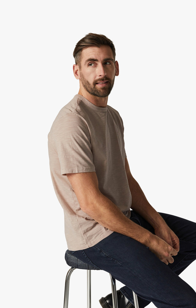 Slub Crew Neck T-Shirt in Aged Pink