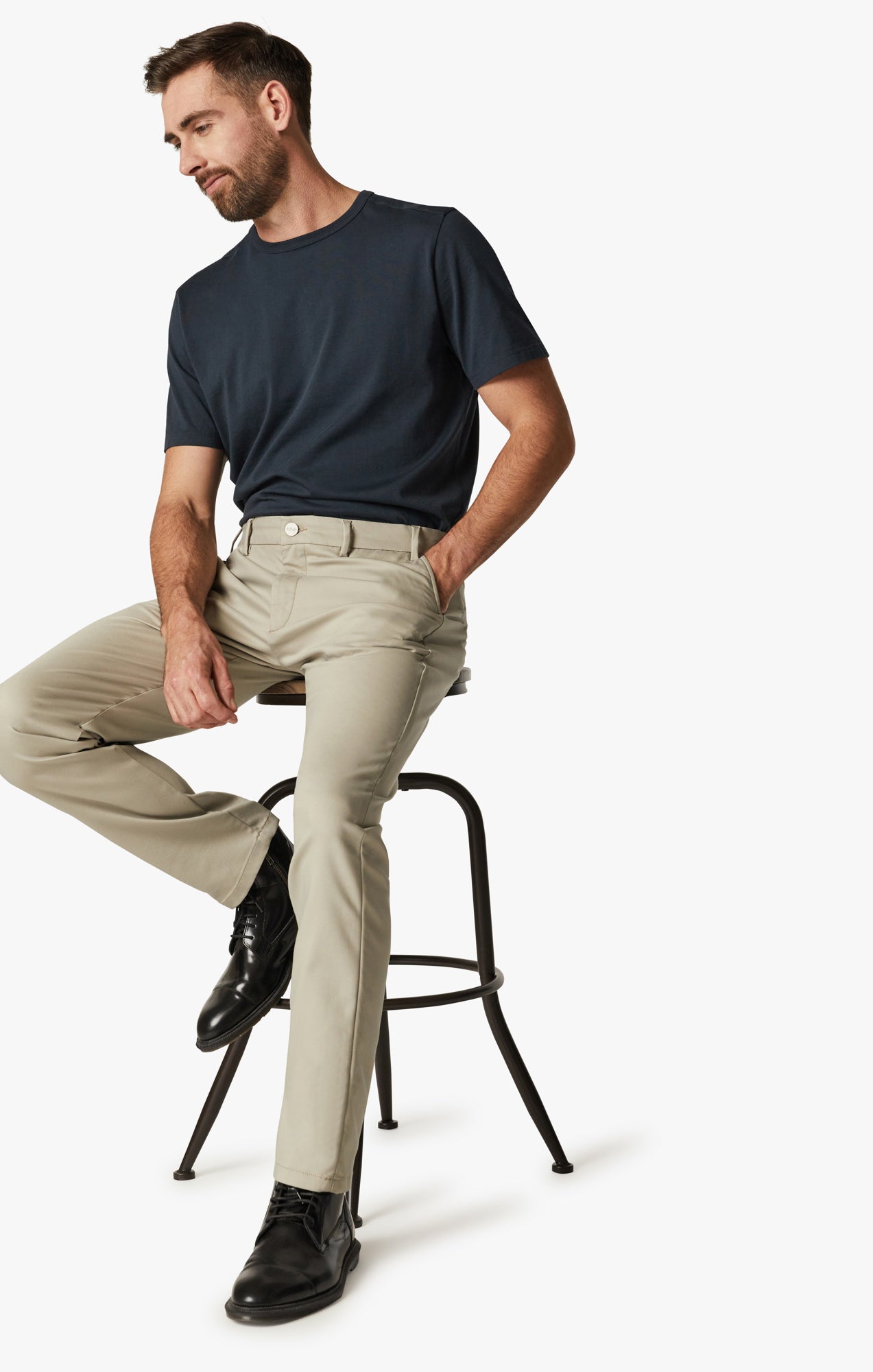 Verona Tailored Slim Leg Chino Pants In Aluminum Image 6