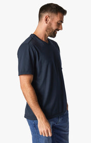 Deconstructed V-Neck T-Shirt in Dark Navy
