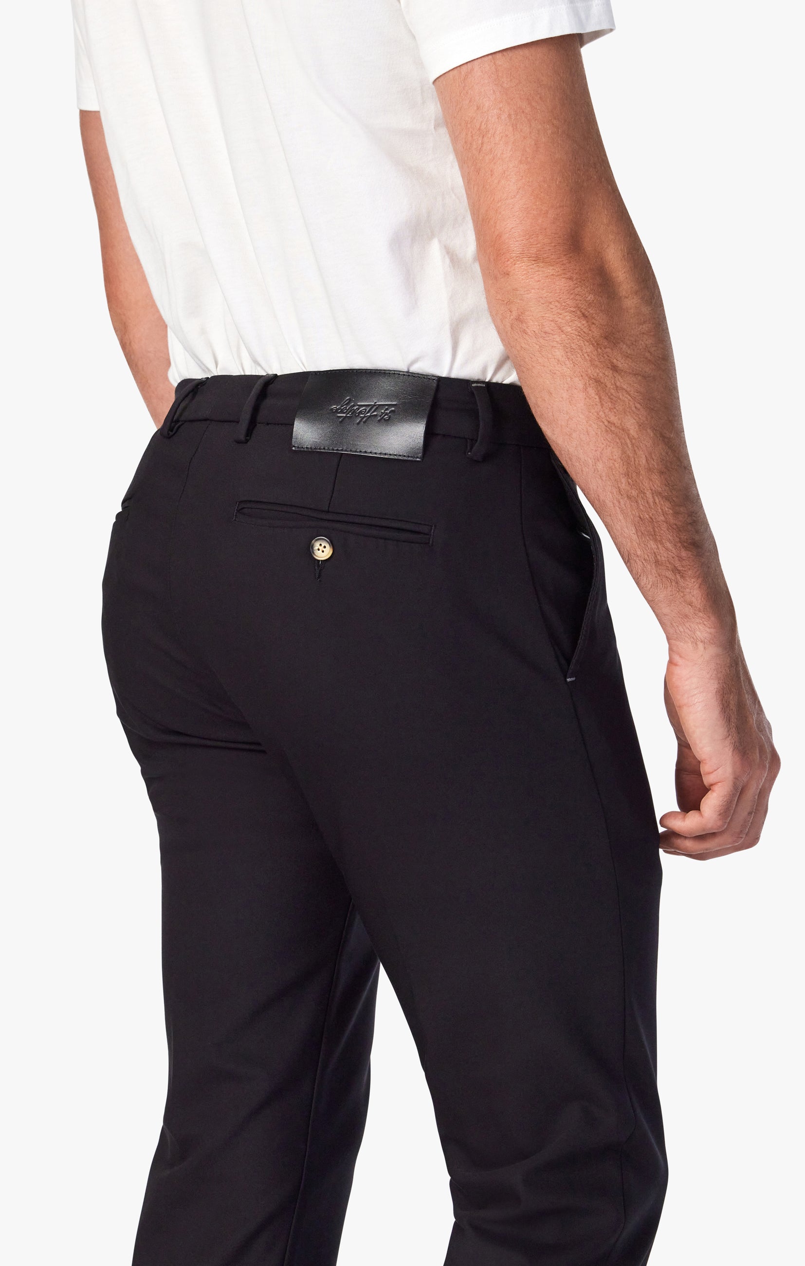 Verona Tailored Slim Leg Chino Pants In Black High Flyer Image 4