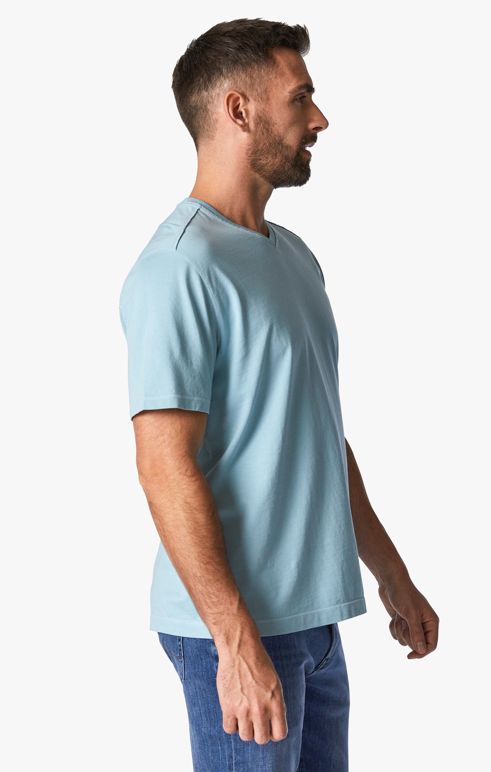 Deconstructed V-Neck T-Shirt in Forget-Me-Not Image 6