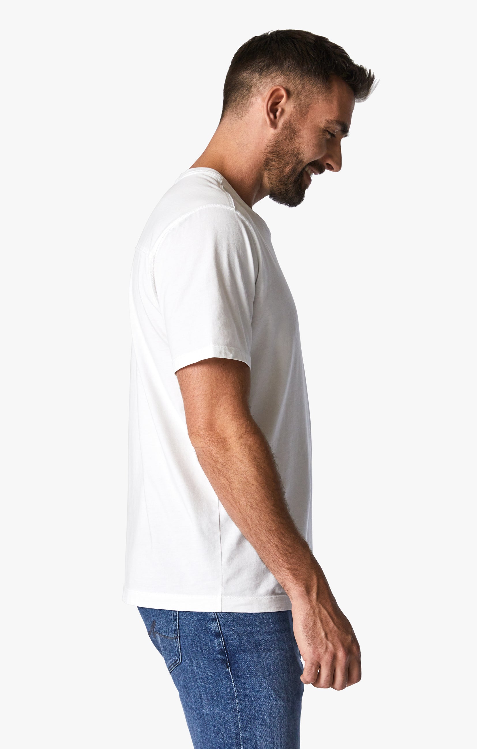 Deconstructed V-Neck T-Shirt in White Image 5
