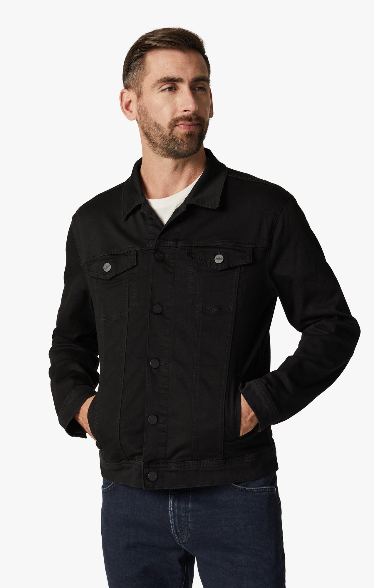 Travis Jacket in Black Brushed Denim