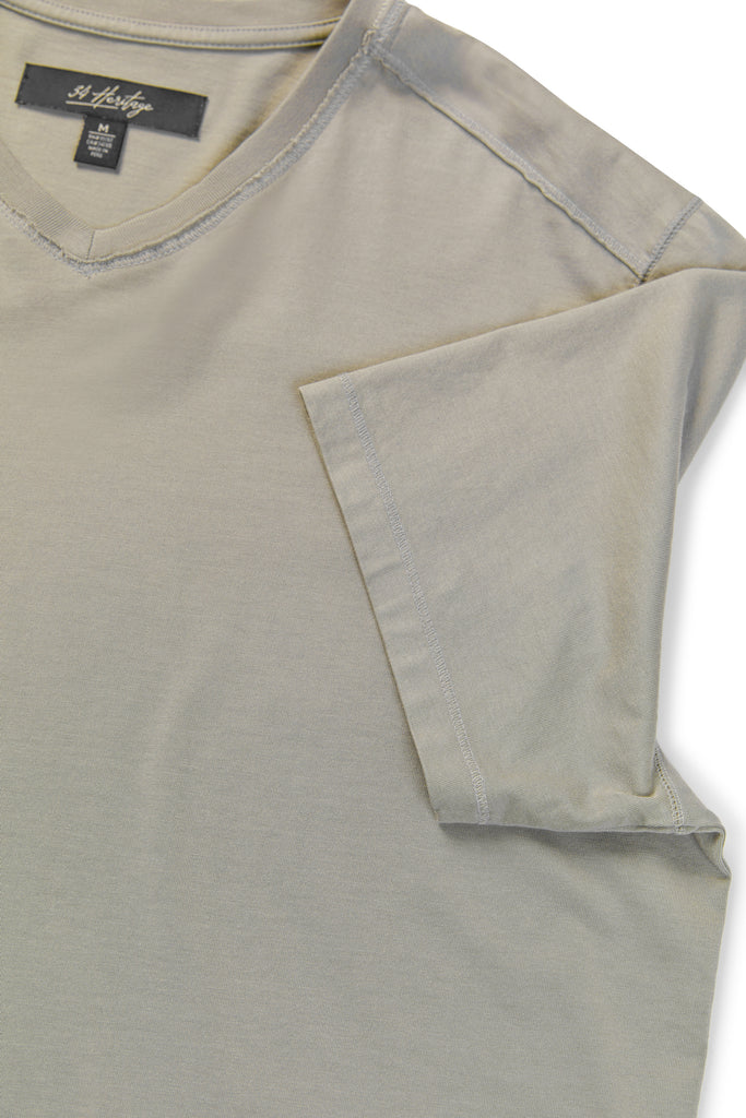 Deconstructed V-Neck T-Shirt in White Dove