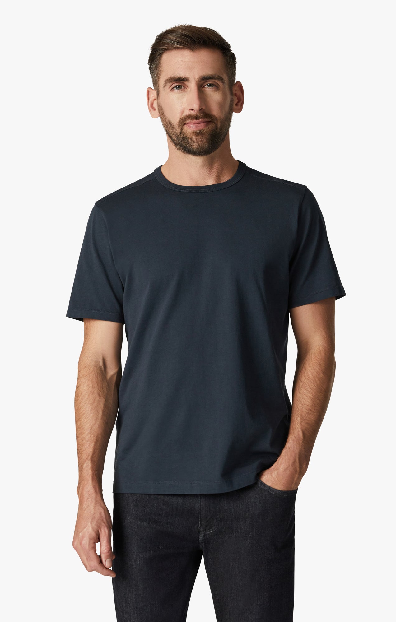 Basic Crew Neck T-Shirt in Blue Berry Image 1