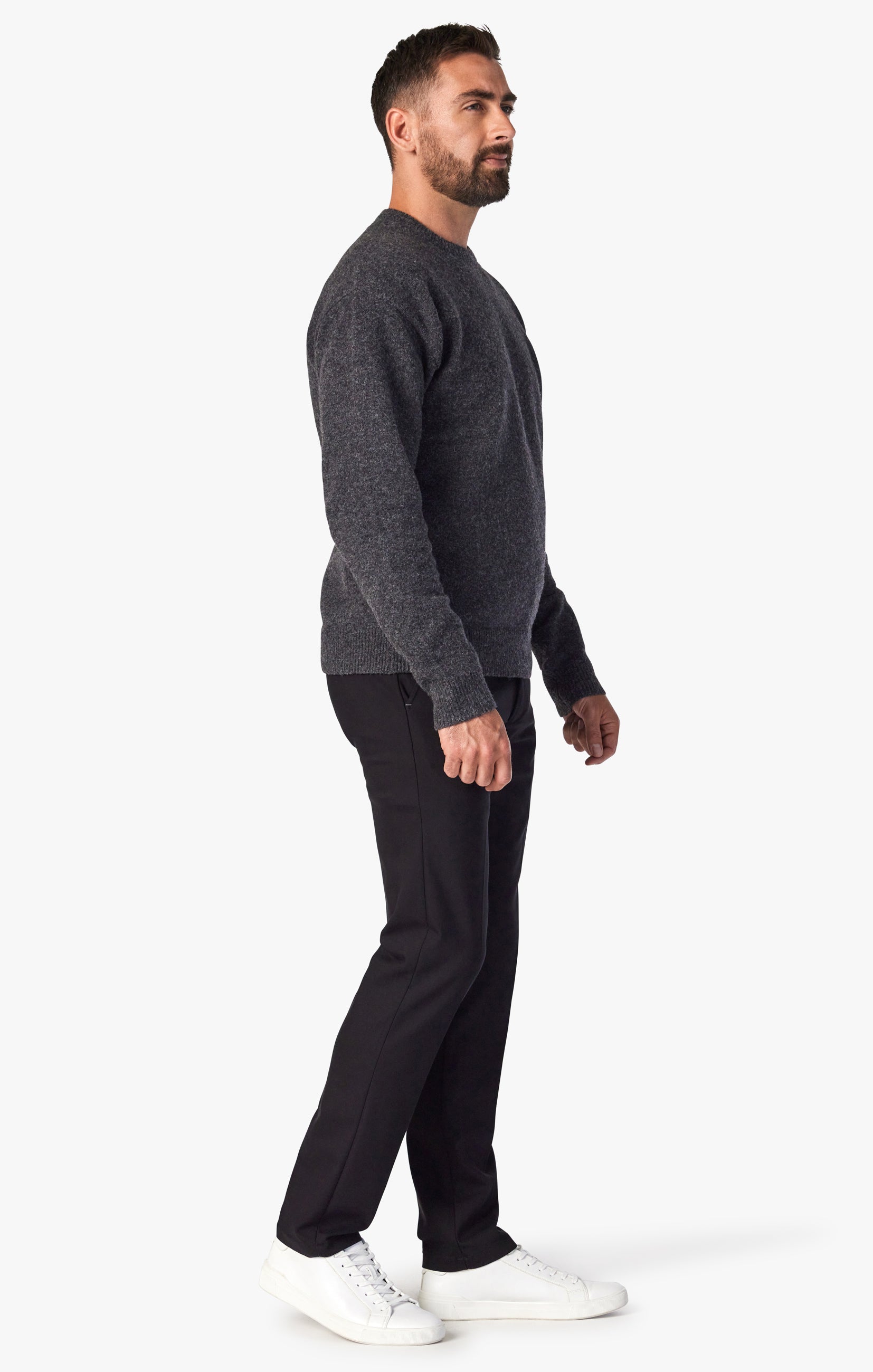 Verona Tailored Slim Leg Chino Pants In Black High Flyer Image 2