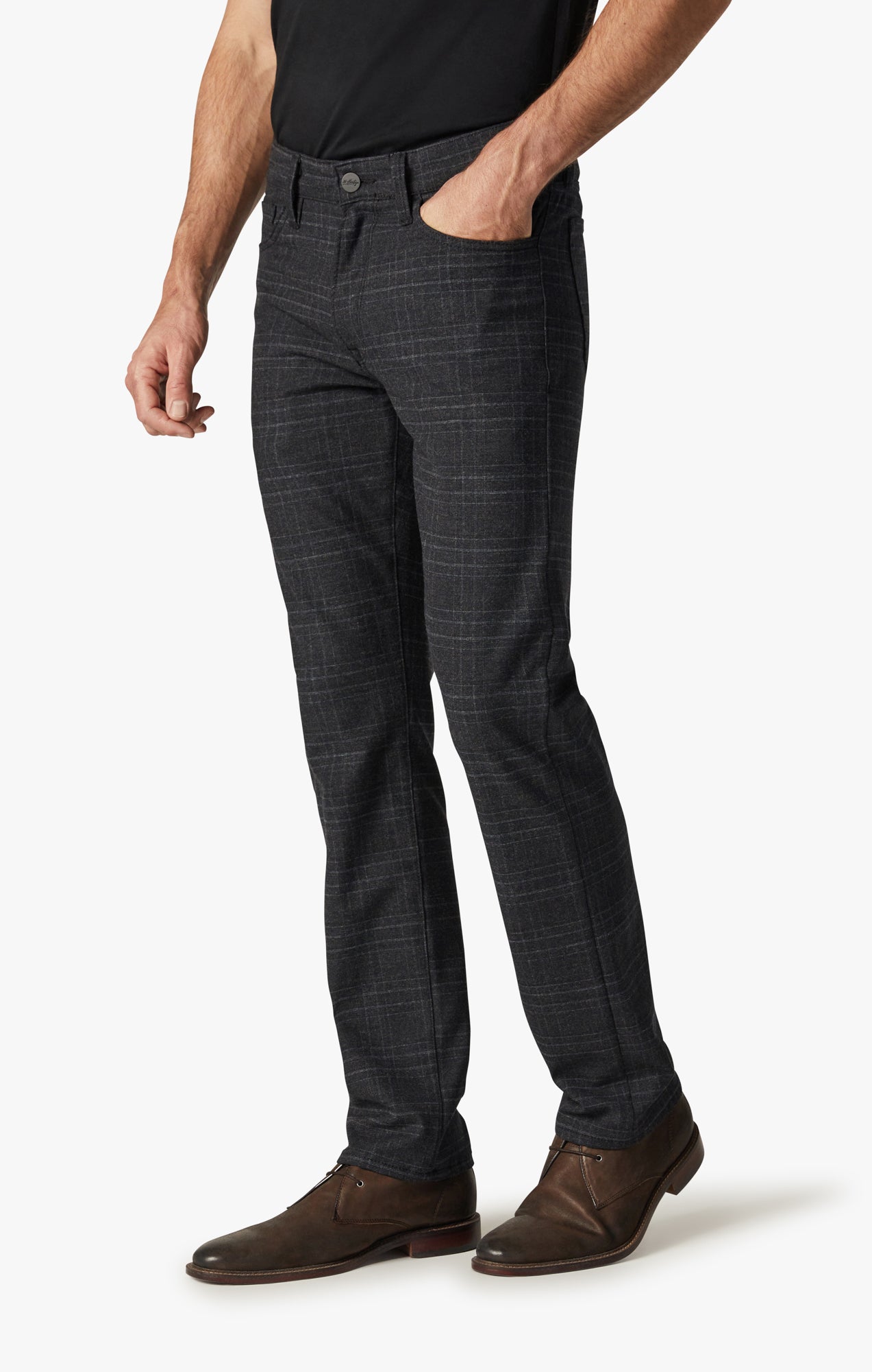 Courage Straight Leg Pants In Grey Checked Image 5