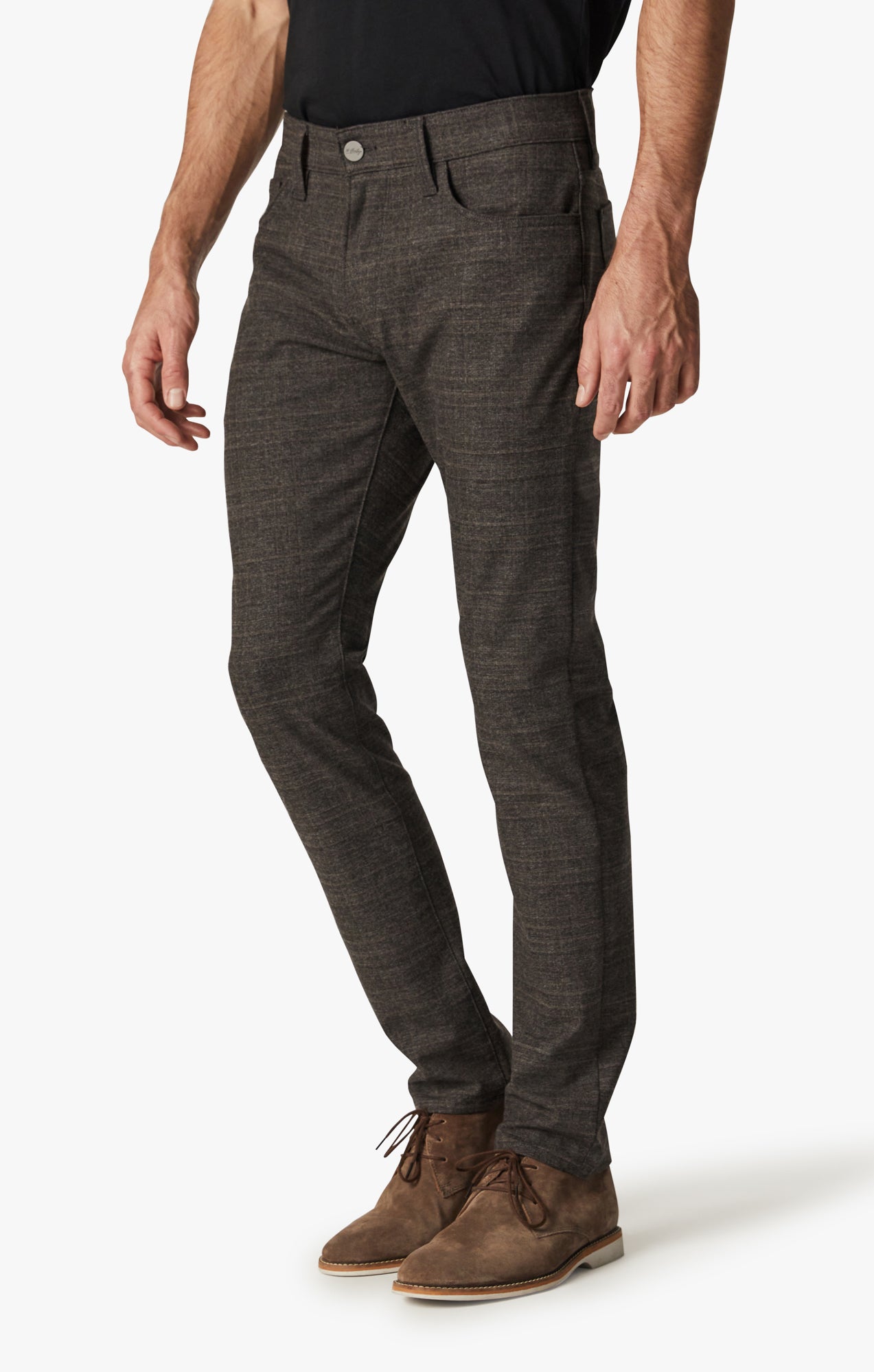 Cool Tapered Leg Pants In Brown Checked Image 3