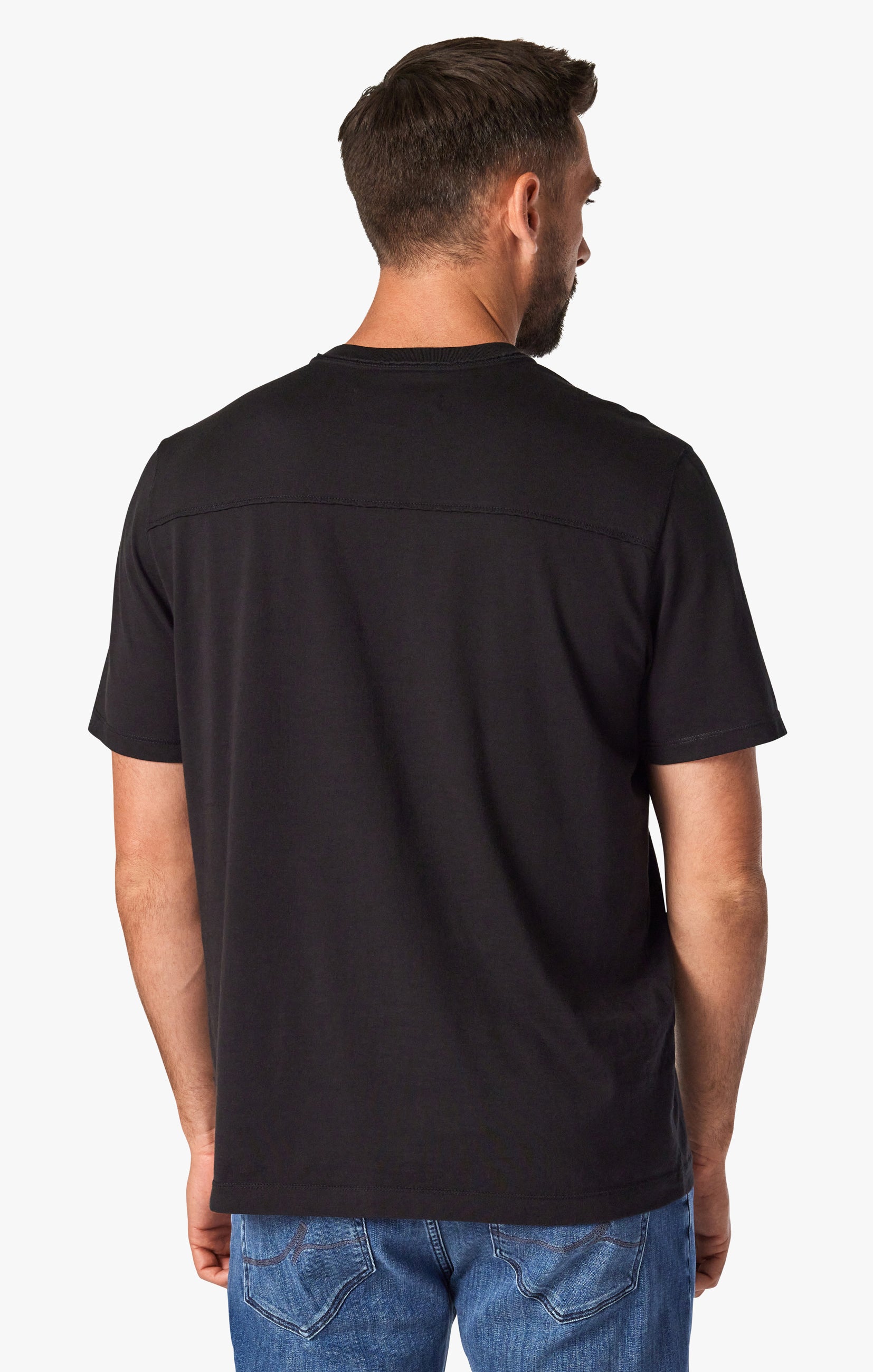 Deconstructed V-Neck T-Shirt in Black Image 2