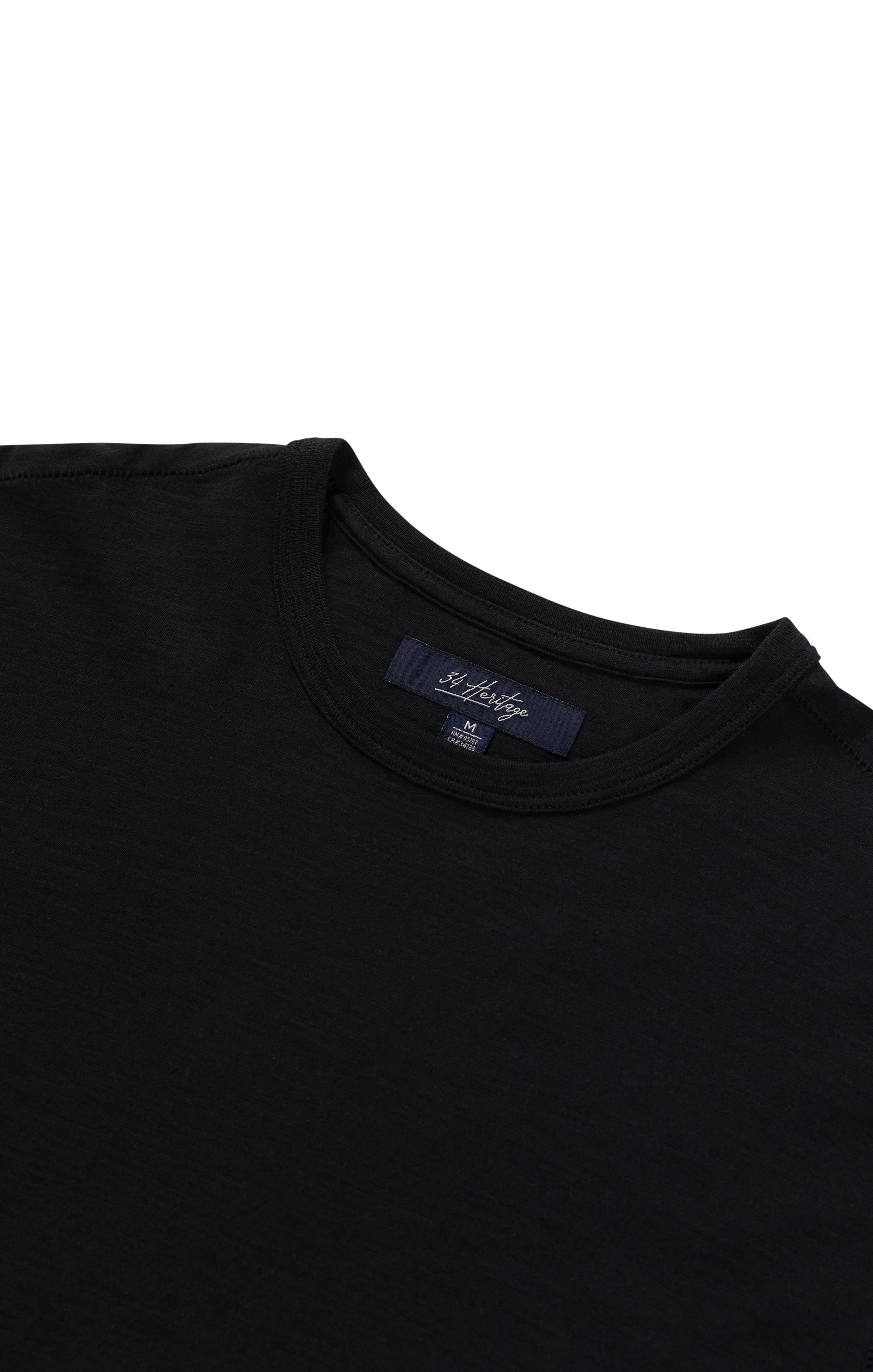 Slub Crew Neck T-Shirt in Black Image 9