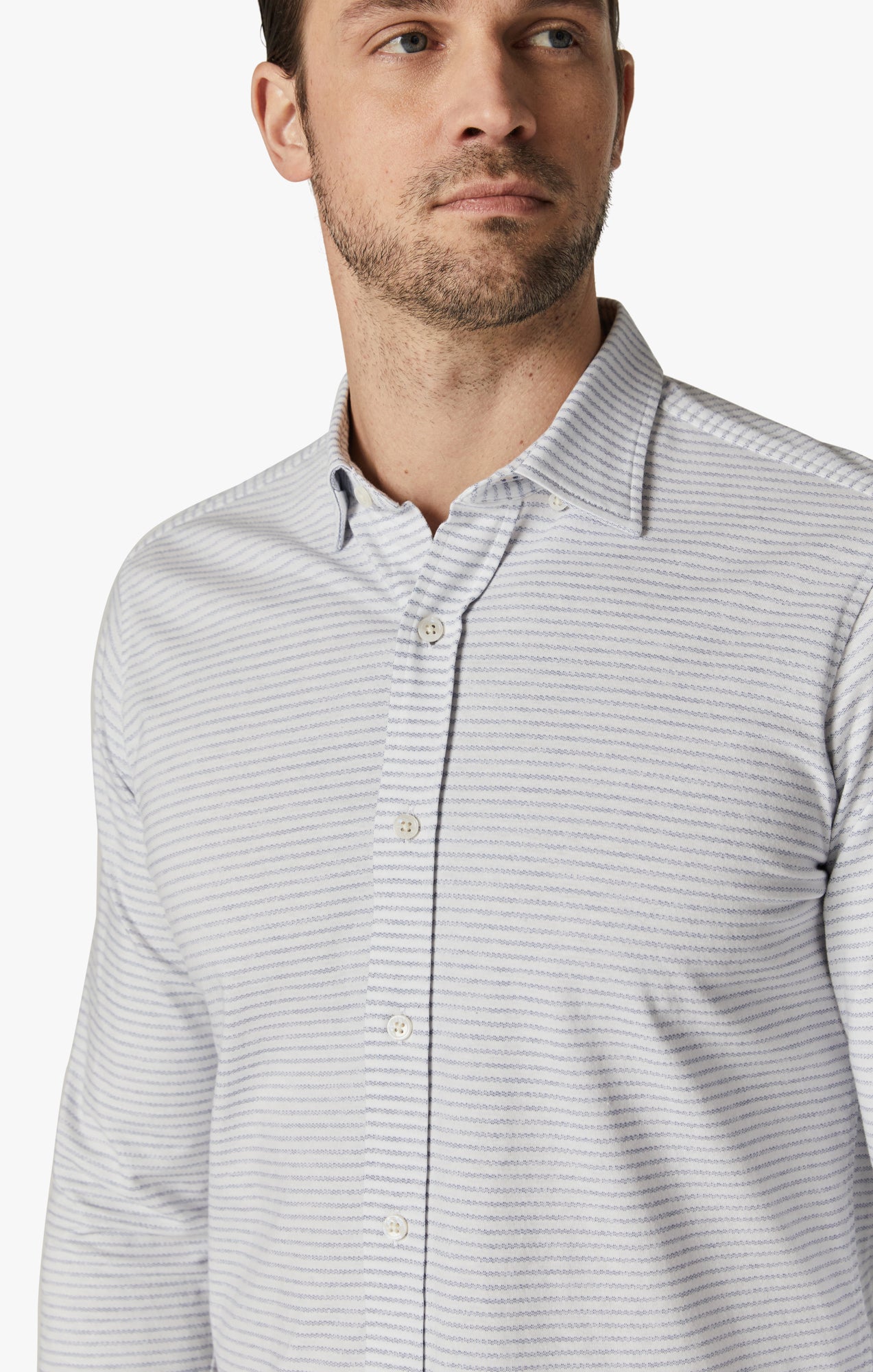 Horizontal Stripe Shirt in Indigo Image 7