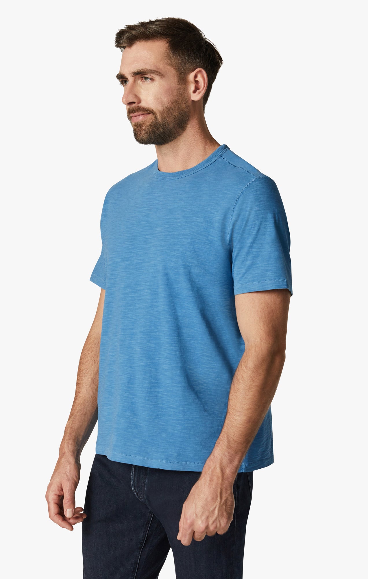 Slub Crew Neck T-Shirt in Vallarta Blue Image 2