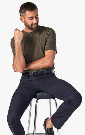 Cool Tapered Leg Pants In Navy Herringbone