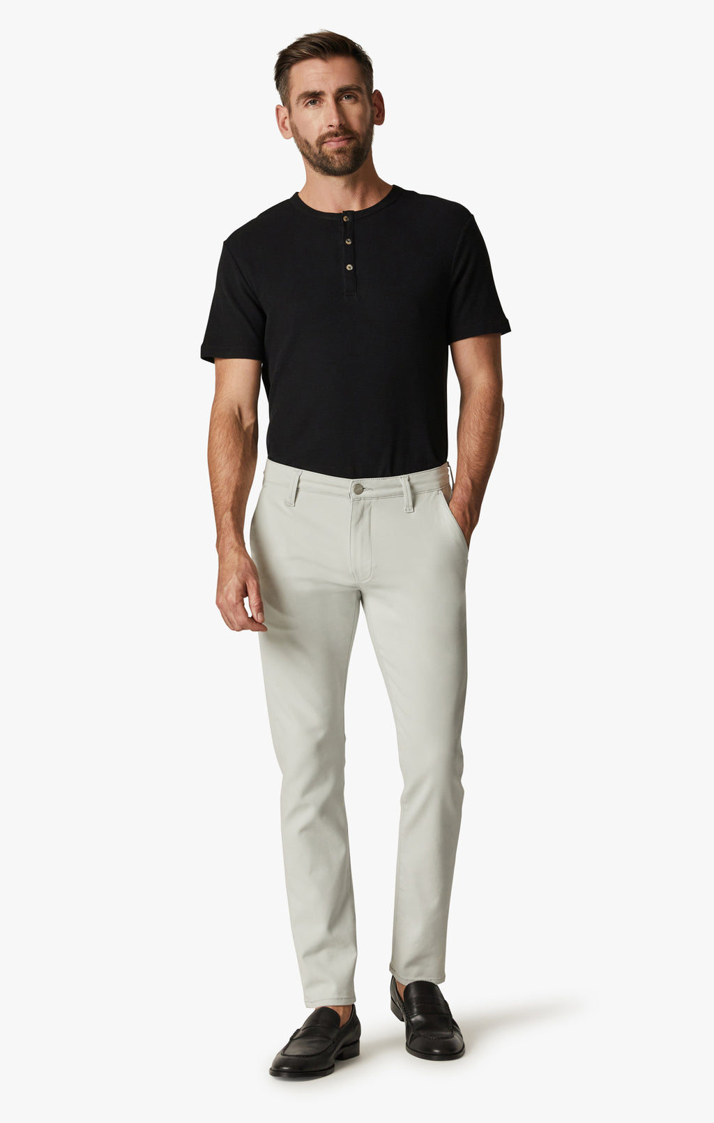 Verona Slim Leg Chino Pants In Stone High-Flyer