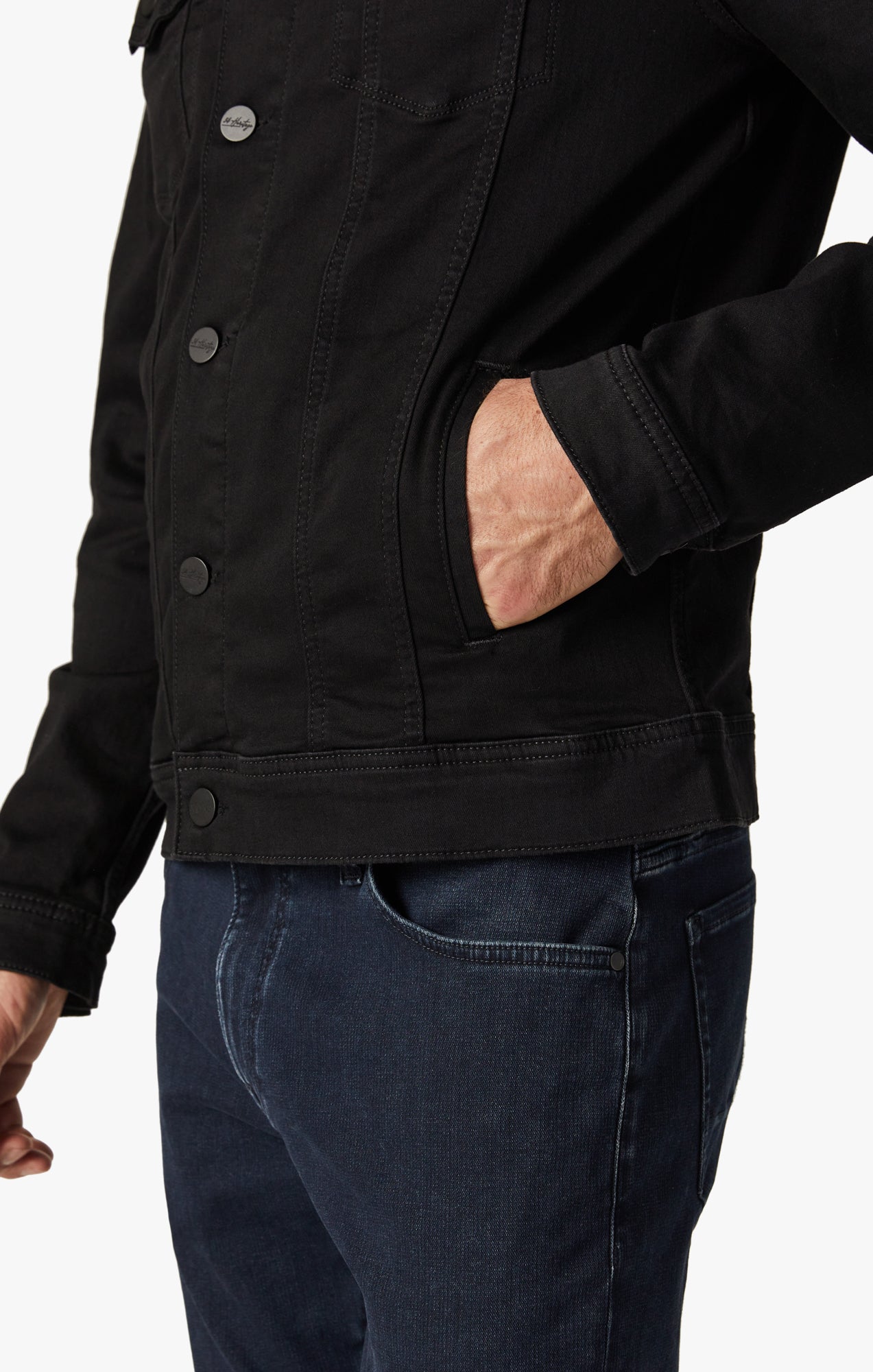 Travis Jacket in Black Brushed Denim