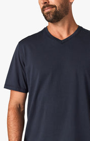 Deconstructed V-Neck T-Shirt in Dark Navy