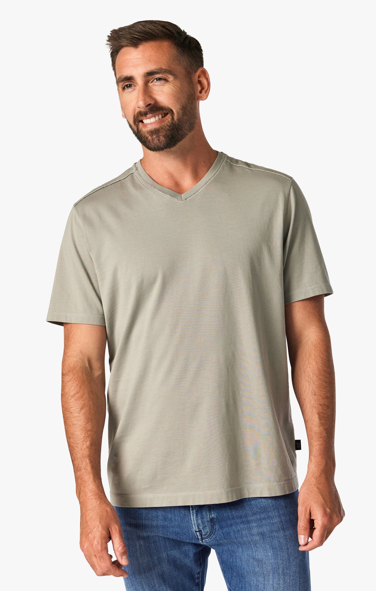Deconstructed V-Neck T-Shirt in White Dove