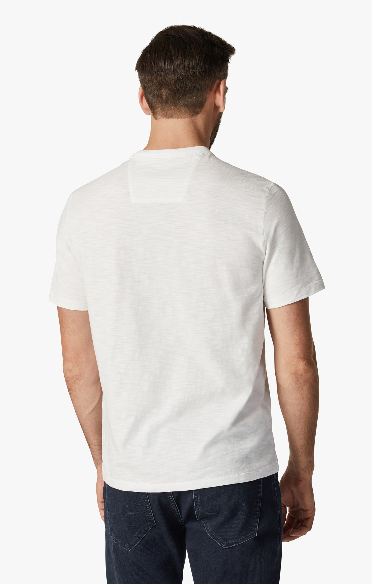 Slub Crew Neck T-Shirt in White Image 6