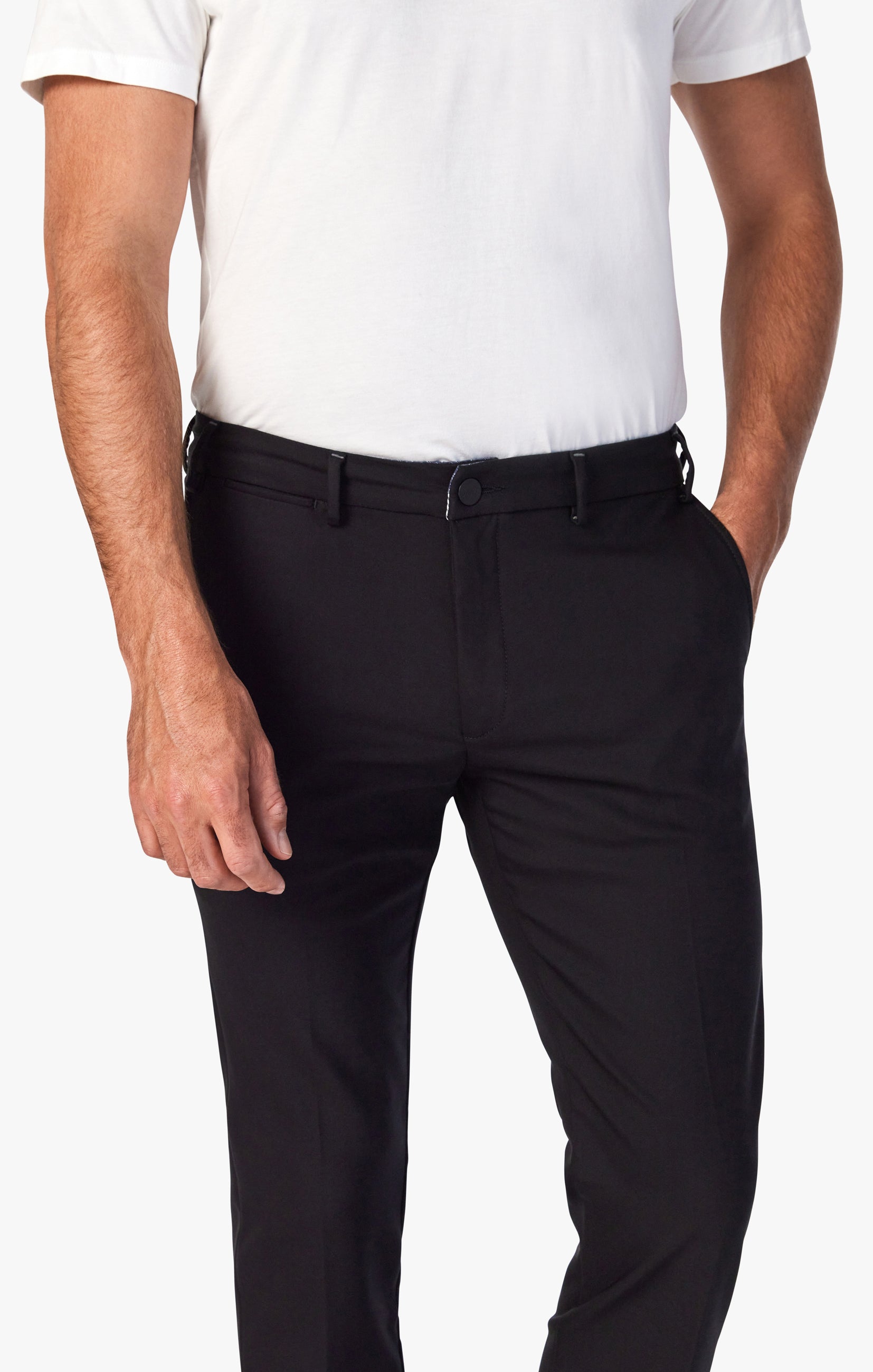 Verona Tailored Slim Leg Chino Pants In Black High Flyer Image 5