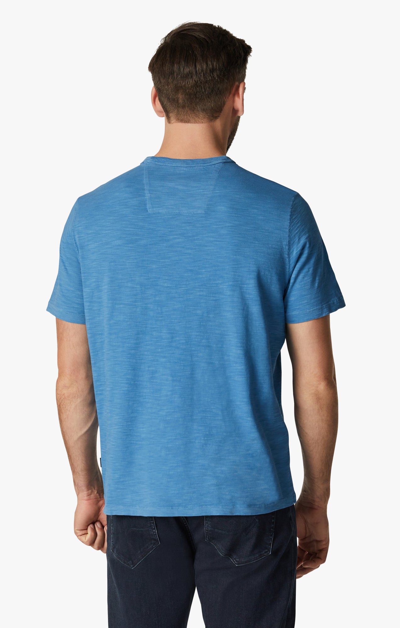Slub Crew Neck T-Shirt in Vallarta Blue Image 3