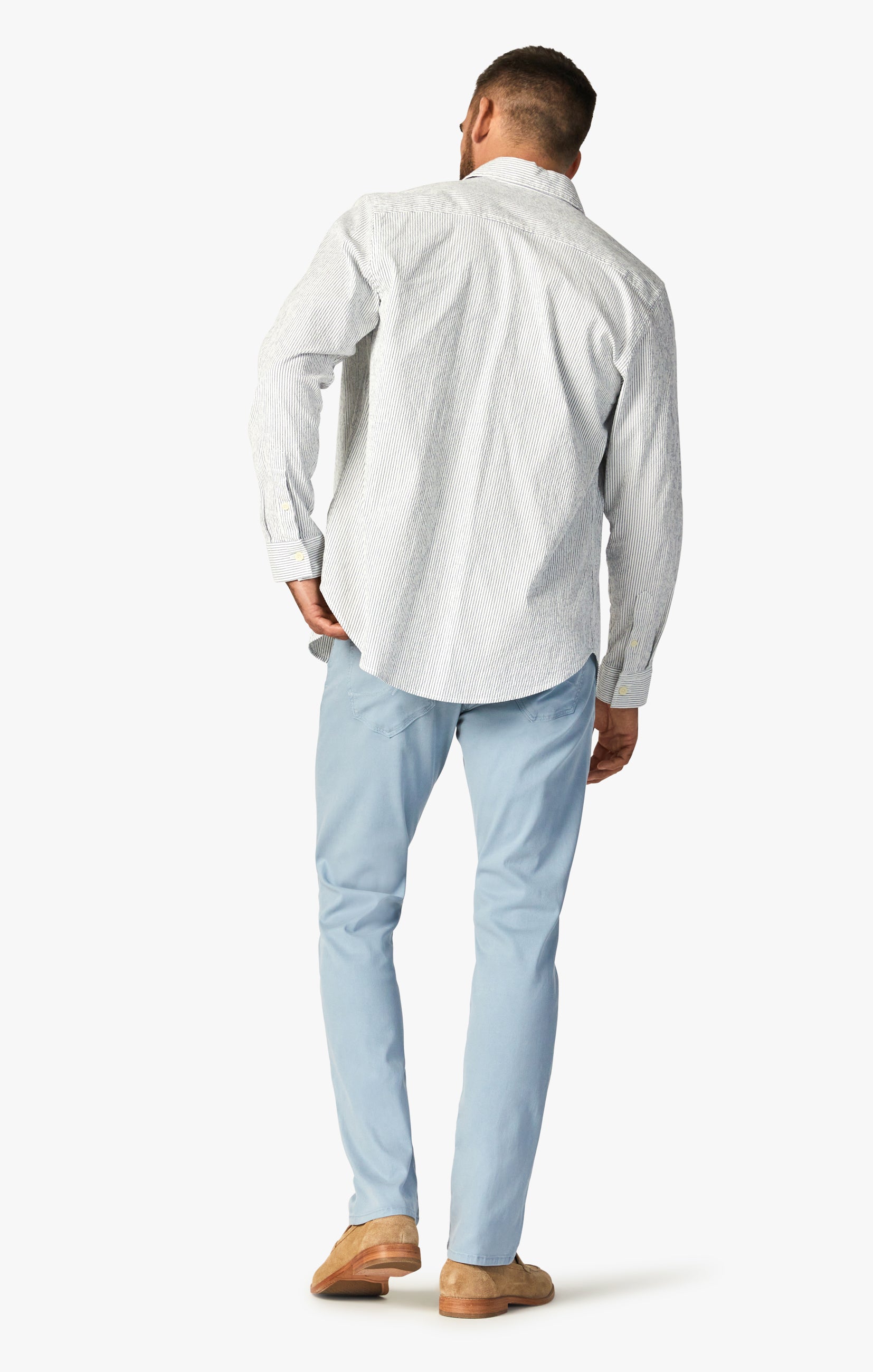 Cool Tapered Leg Pants In French Blue Soft Touch