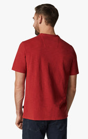 Slub Crew Neck T-Shirt in Red