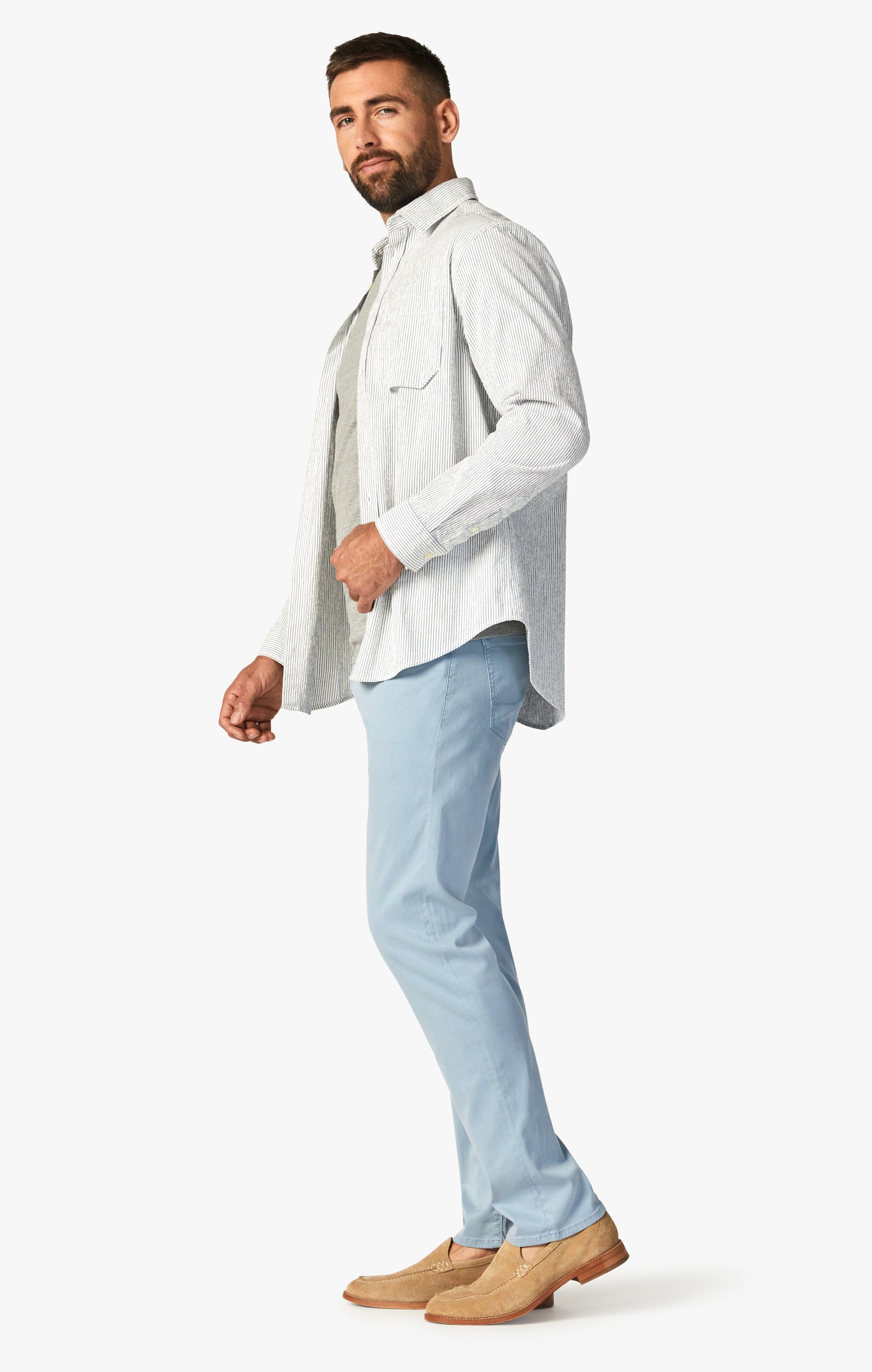 Cool Tapered Leg Pants In French Blue Soft Touch Image 8