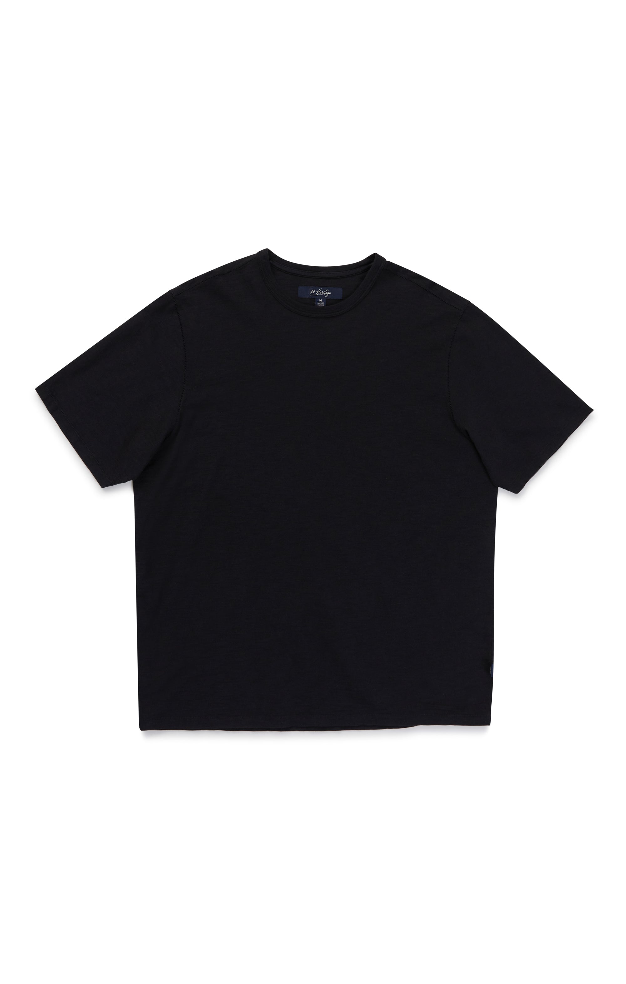 Slub Crew Neck T-Shirt in Black Image 8