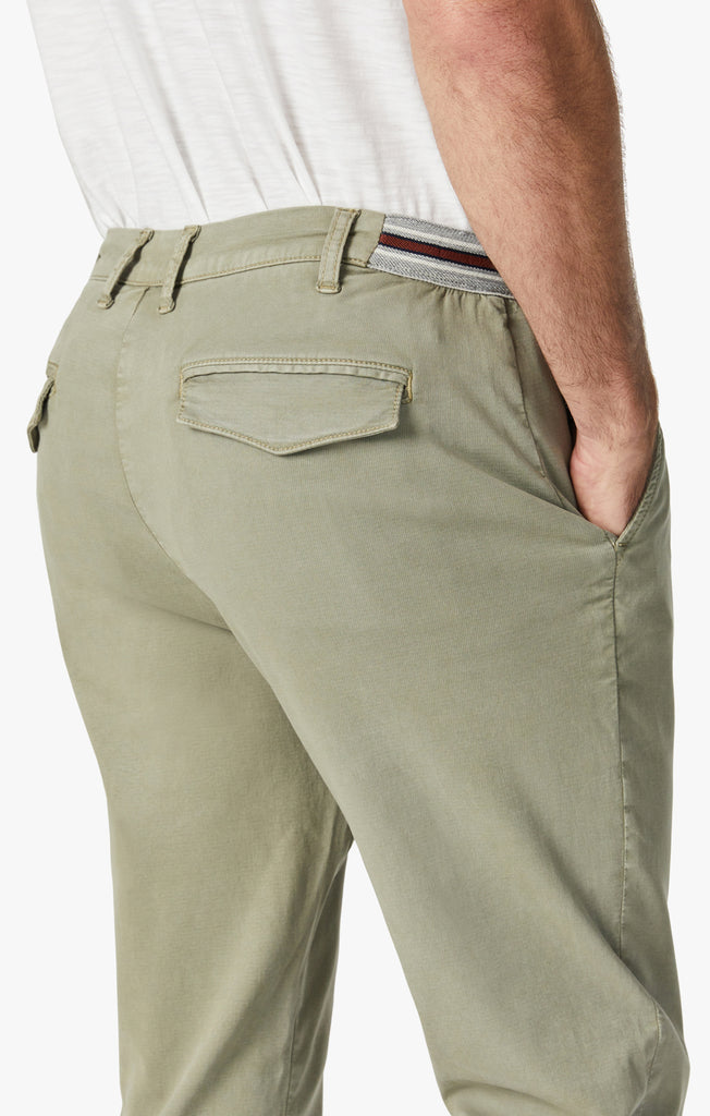 Formia Elastic Waist Chino Pants In Moss Green Soft Touch